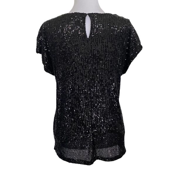 Rachel zoe top sequin black blouse size medium - Picture 3 of 10